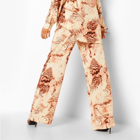 NWT MARBLE PRINT RELAXED WIDE LEG TROUSERS SIZE 12 - OBO - Picture 2 of 10